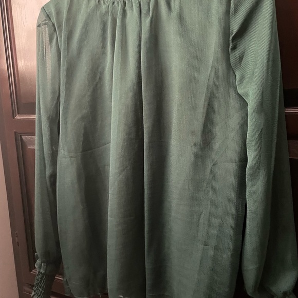 Emerald Green Long Sleeve Elegant Blouse Ladies Medium Classy - Picture 4 of 8